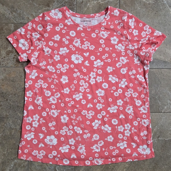 Woman Within Tops - Woman Within Pink Floral‎ Shirt L Summer Casual Pretty